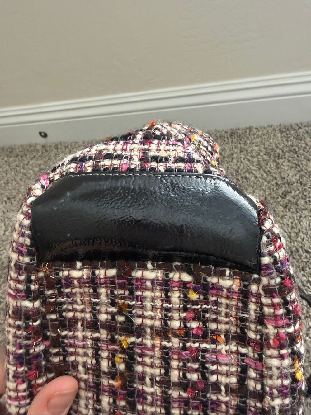 Coach Black/Multicolor Galaxy Tweed and Patent Leather Satchel - Picture 12 of 16